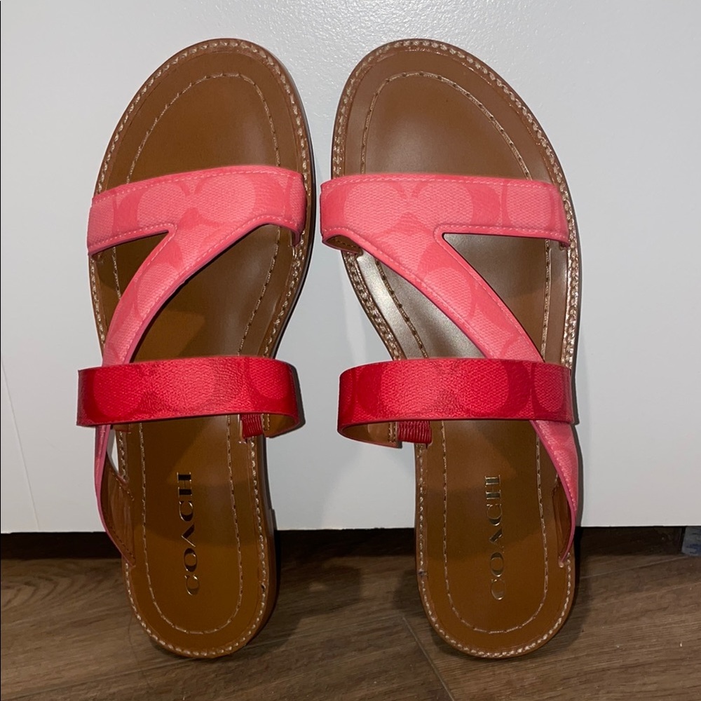 Coach Red and Pink Minimalist Sandals